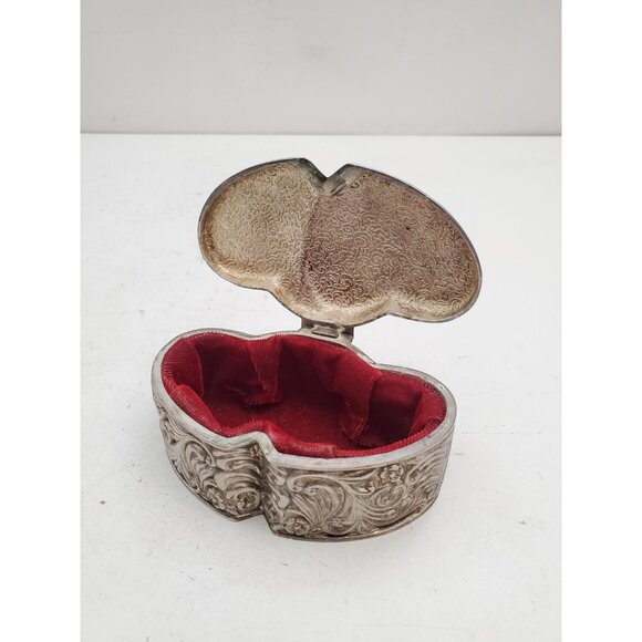 Vintage Silver Plated Double Heart Shaped Trinket Dish - Red Lining - Picture 2 of 10